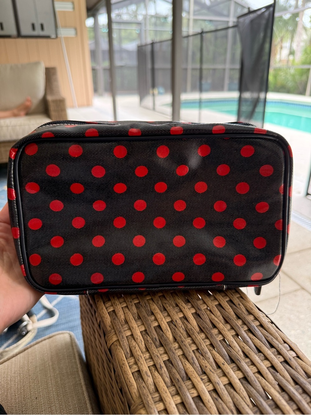 Tommy Hilfiger Black and Red Polka Dot Travel Organizer